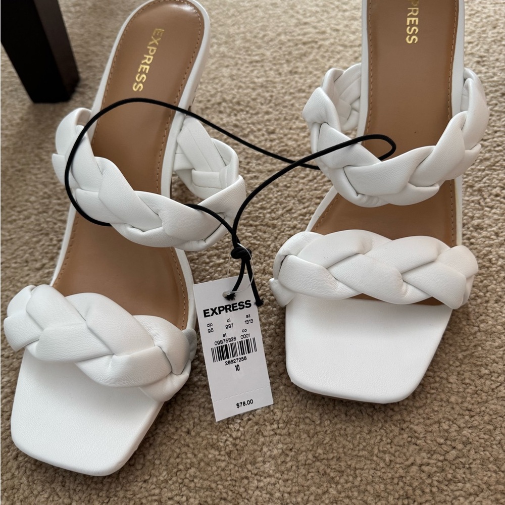 Express White Braided Heels sz 10 BRAND NEW